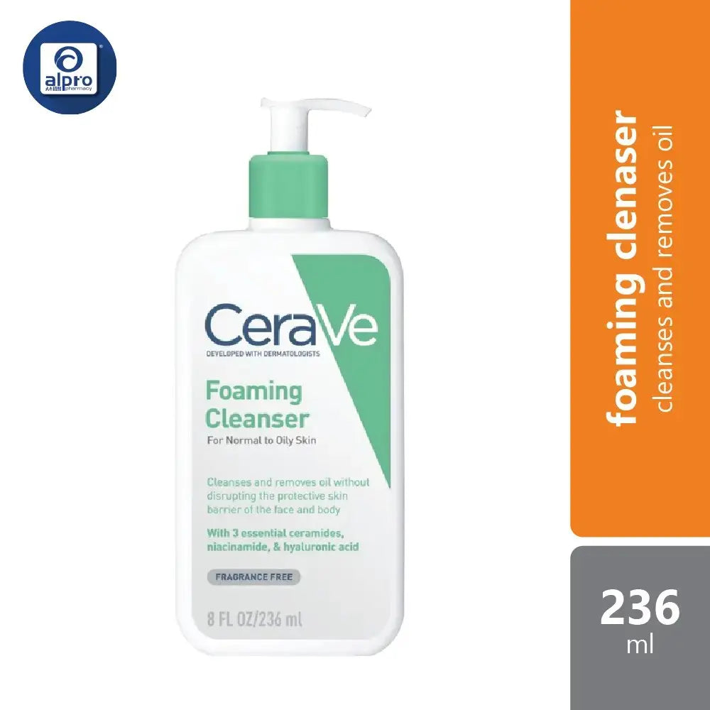 Cerave Foaming Cleanser 236ml | Cleanses And Remove Excess Sebum Cerave