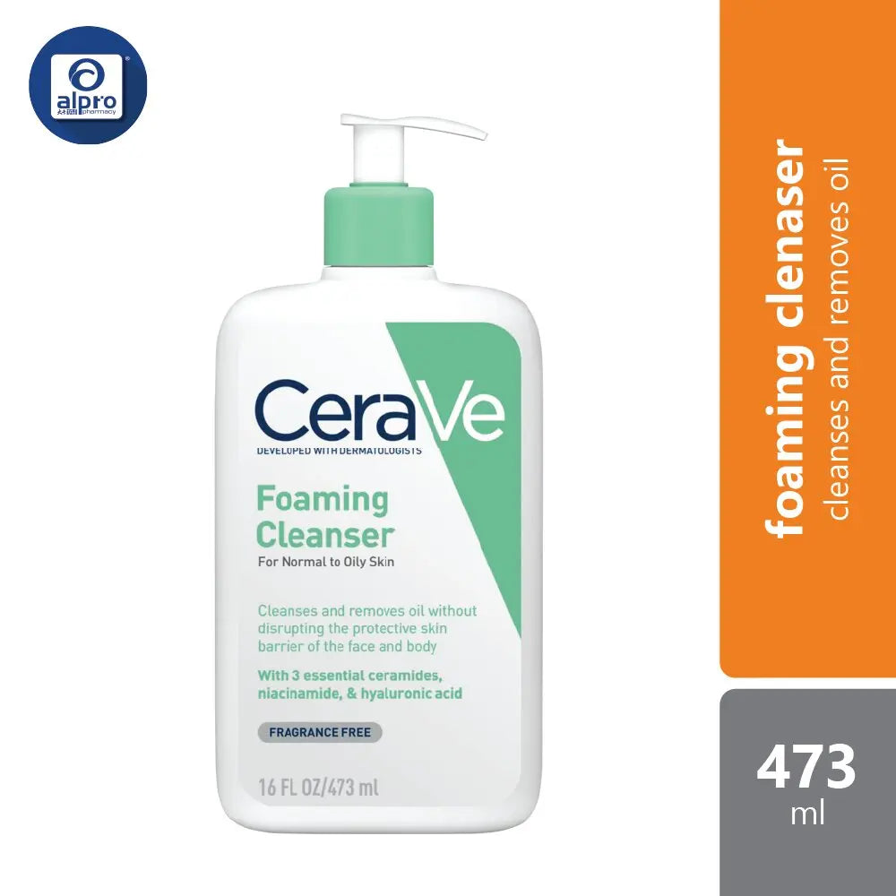 Cerave Foaming Cleanser 473ml | Cleanses And Removes Excess Sebum Cerave