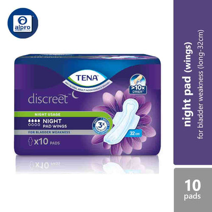 tena-discreet-night-pad-wings-32cm-10pads-20pads product image 1