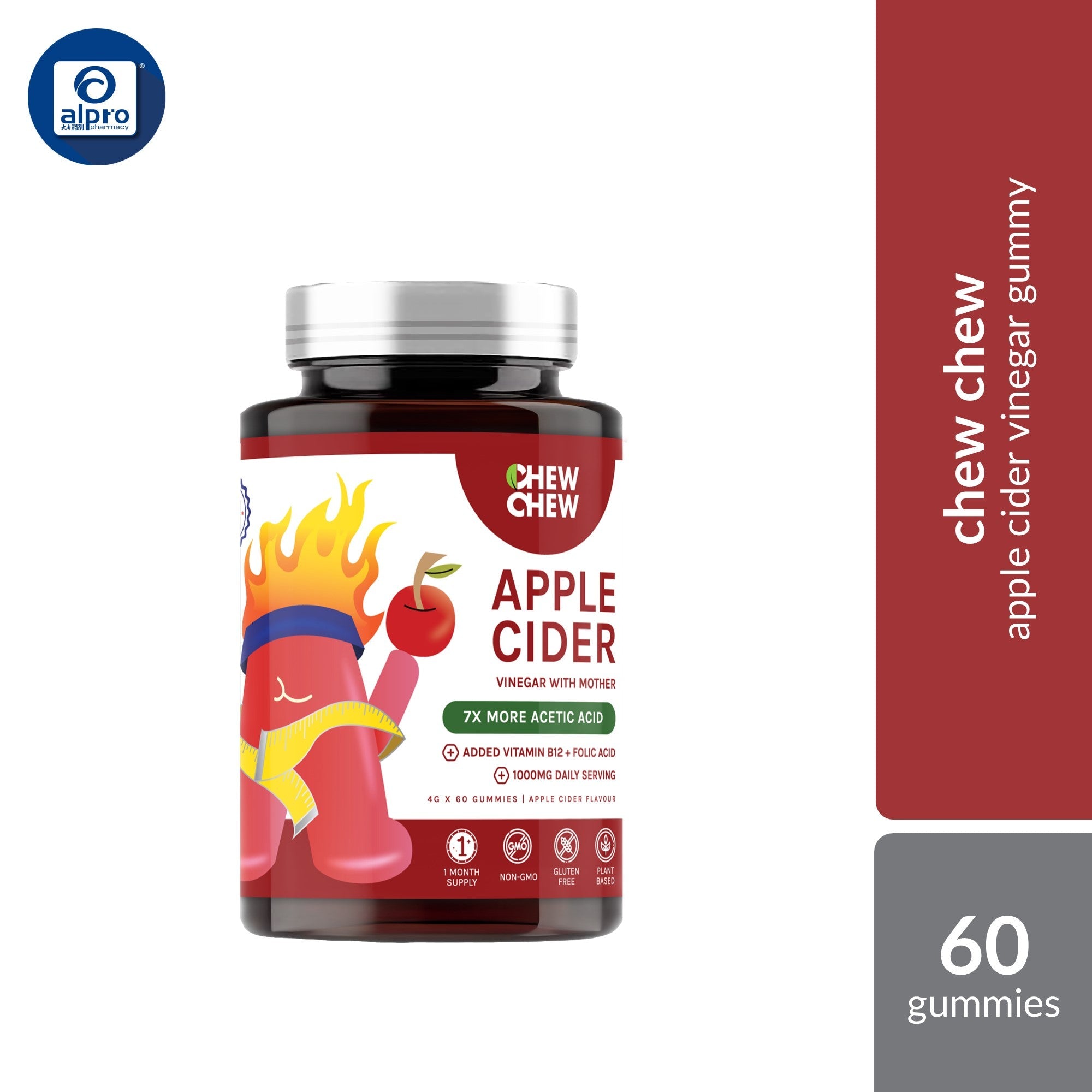 Chew Chew Apple Cider Vinegar Adult Gummies 60s |  Effective Fat Burner Chew Chew
