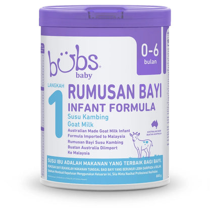 Bubs Advanced Plus+ Goat Infant Formula Stage 1 (0-6 months) 800g | Australian Imported Goat Milk Bubs