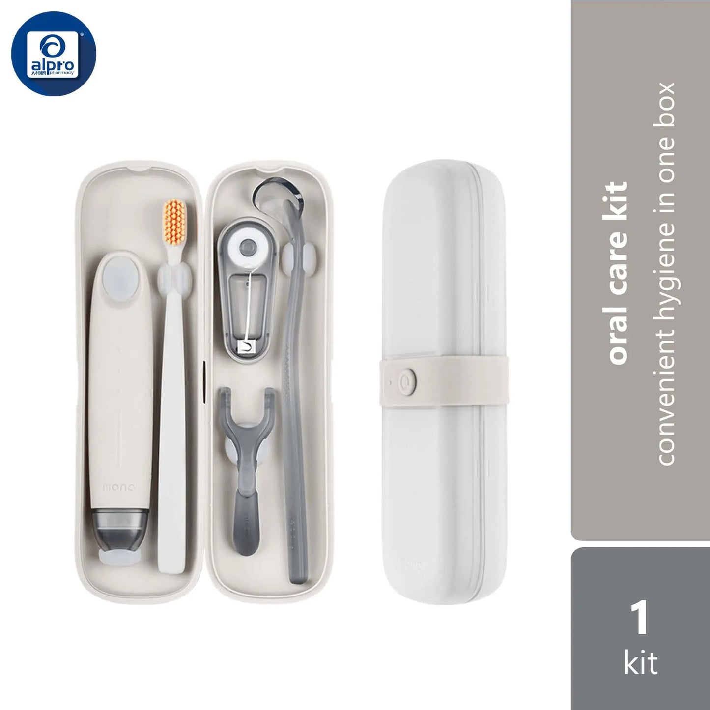 flipper-mono-oral-care-kit-harbor-gray-summer-gelato-garage-navy-1s-convenient-hygiene-in-one-box product image 1