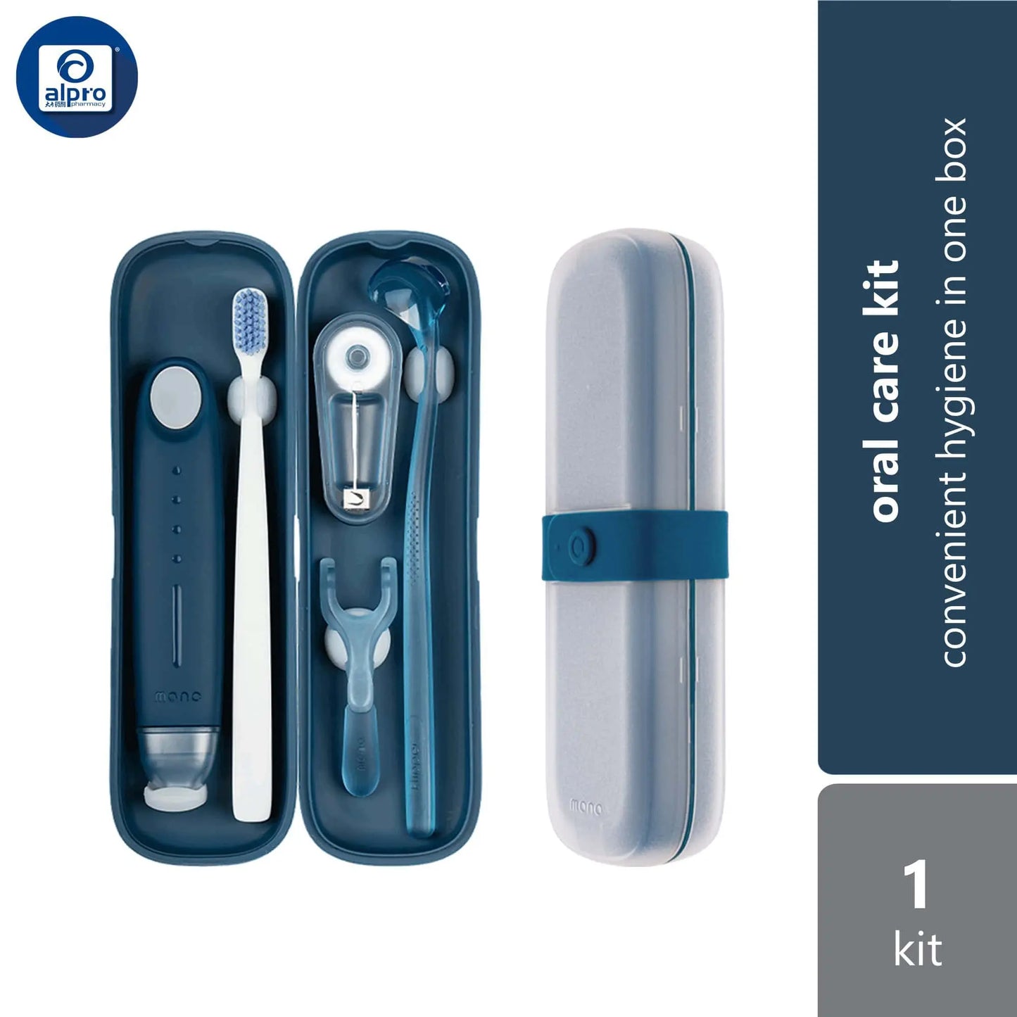 flipper-mono-oral-care-kit-harbor-gray-summer-gelato-garage-navy-1s-convenient-hygiene-in-one-box product image 1