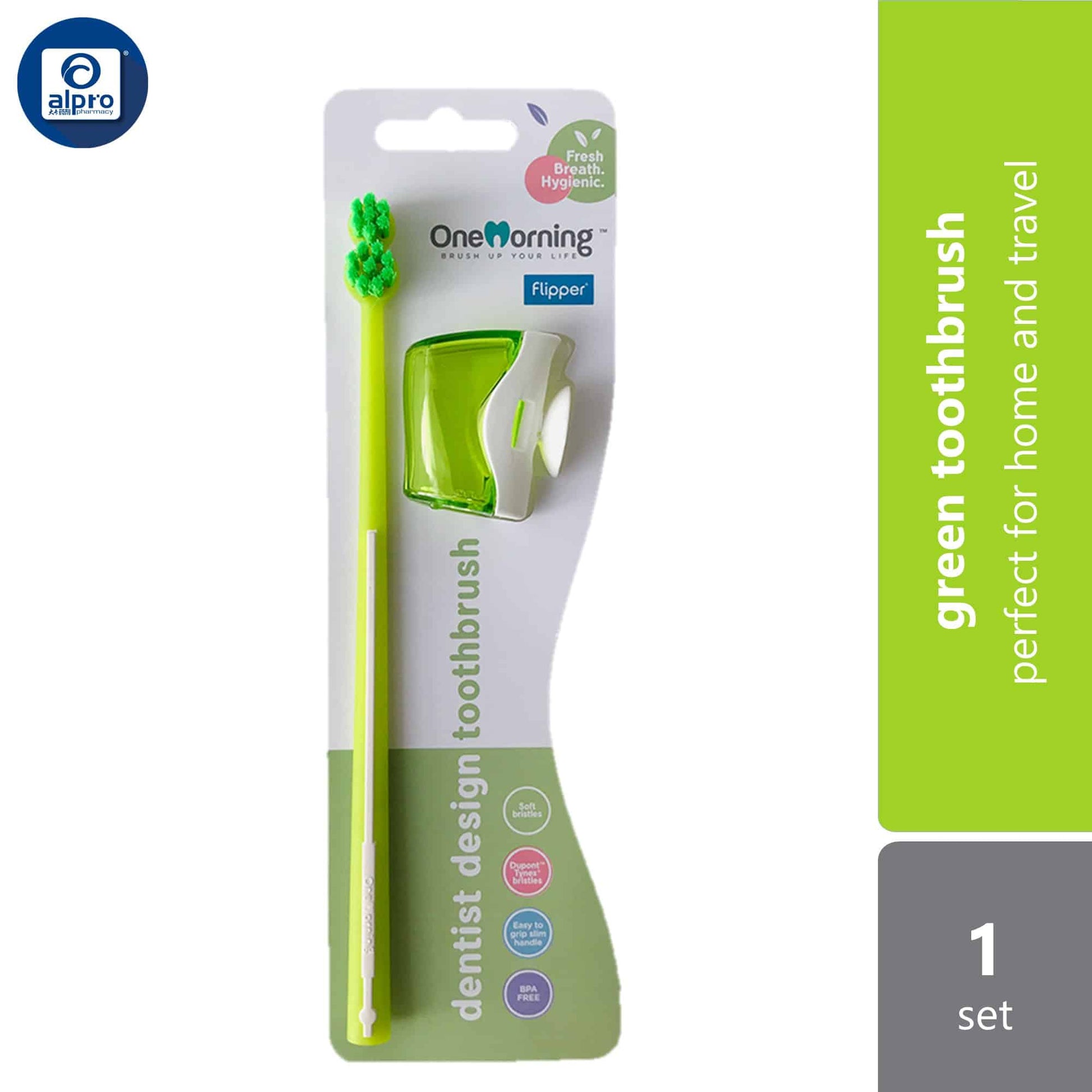 one-morning-combo-toothbrush-green-purple-blue-red-1s-perfect-for-home-and-travel product image 1