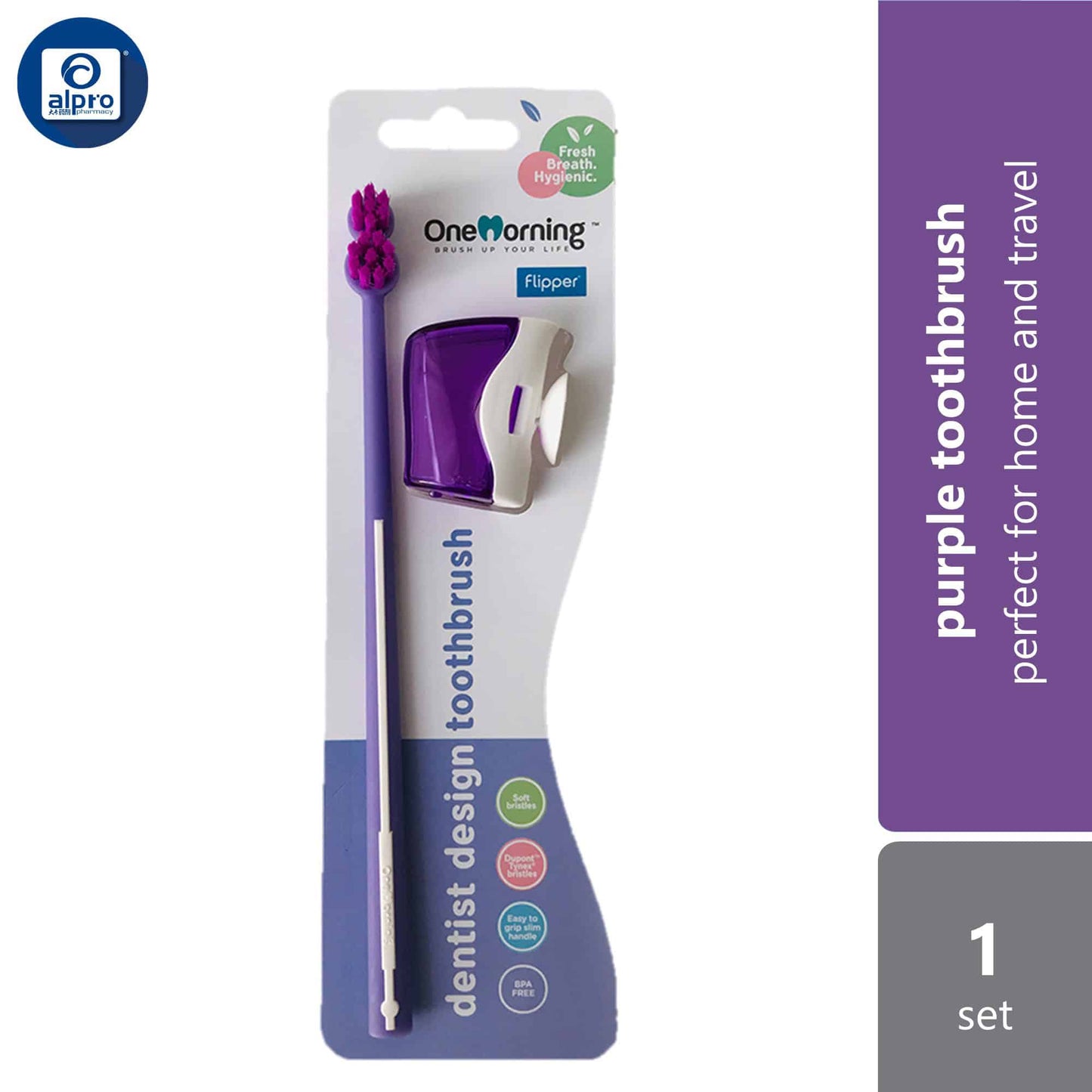 one-morning-combo-toothbrush-green-purple-blue-red-1s-perfect-for-home-and-travel product image 1