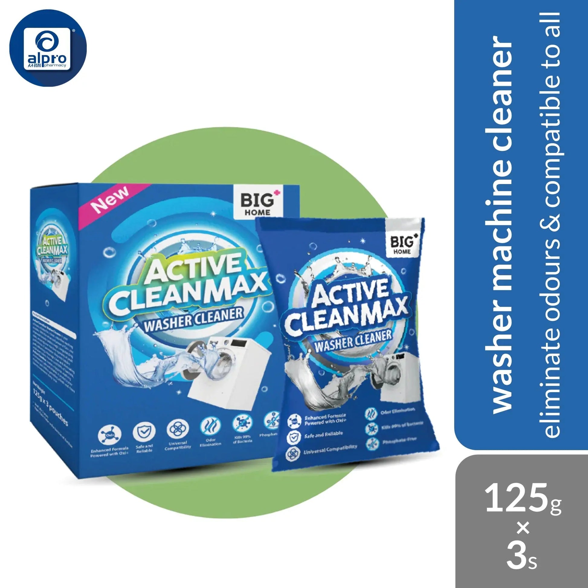 Big+ Active CleanMax Washer Cleaner 125g ×3s | Eliminate Odours & Compatible To All Washing Machines Big+
