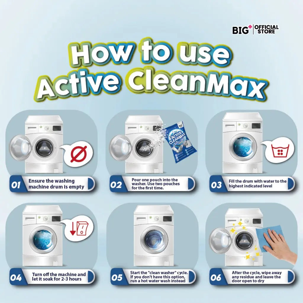 Big+ Active CleanMax Washer Cleaner 125g ×3s | Eliminate Odours & Compatible To All Washing Machines Big+
