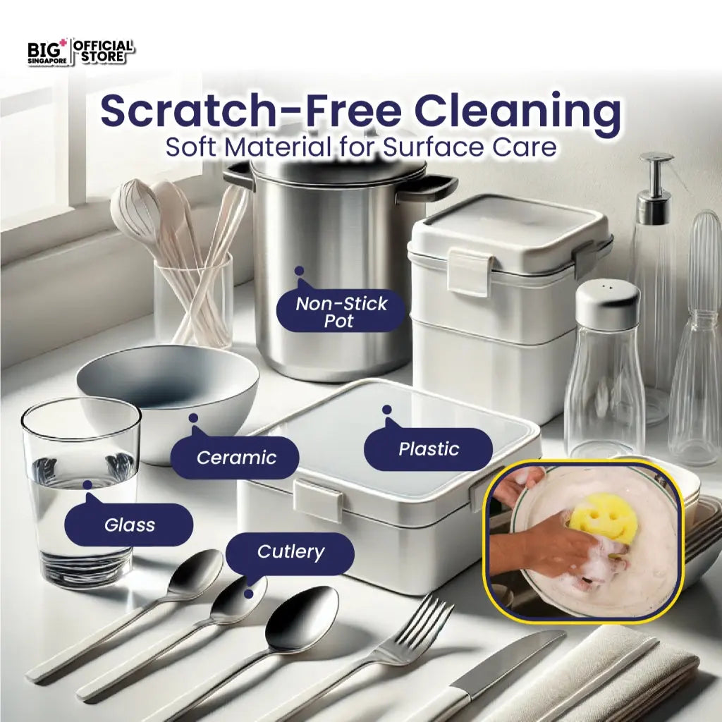 Big+ Smiley Scrubby Sponge Multipurpose 1s | Scratch-Less Cleaning & Long-Lasting Use Big+