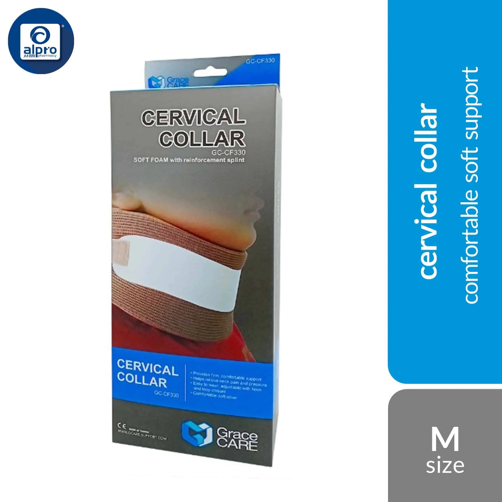 grace-care-cervical-collar-with-soft-foam-cf330-size-s-m-l-xl-comfortable-soft-support product image 1