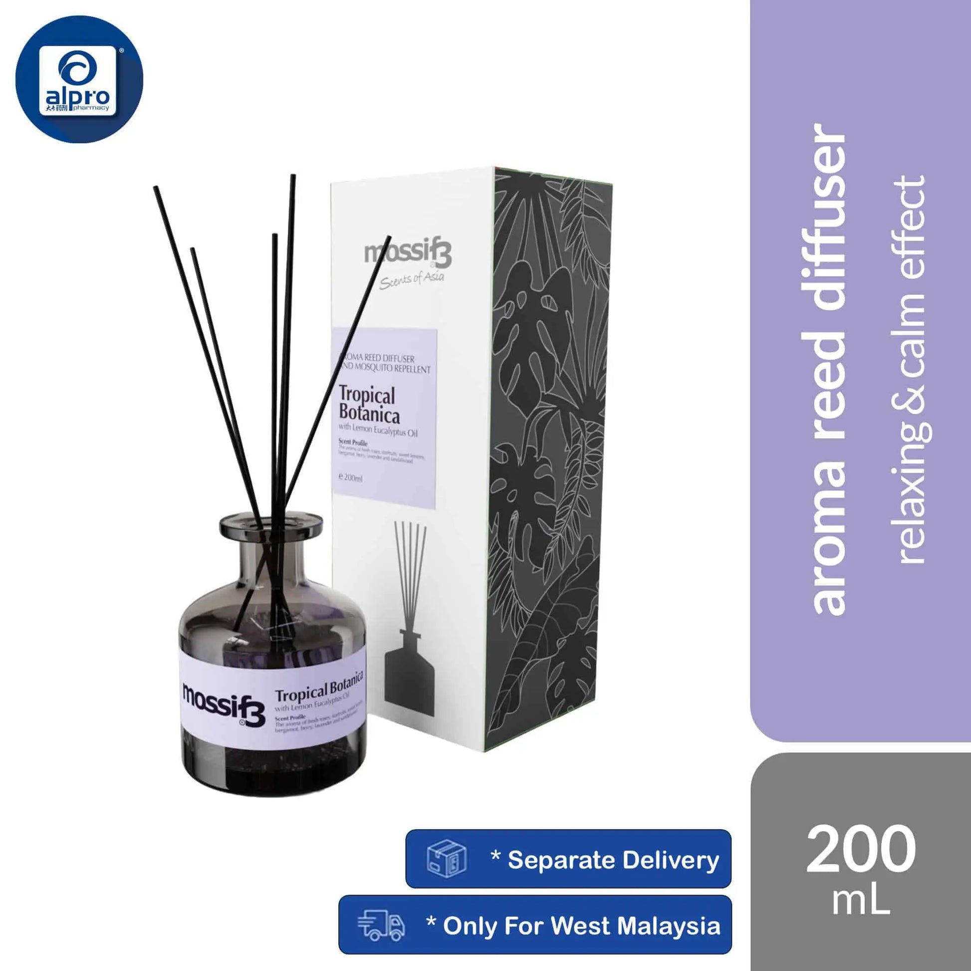 mossif3-reed-diffuser-cameron-highlands-halaman-tropical-botanica-200ml-relaxing-and-calming-effect product image 1