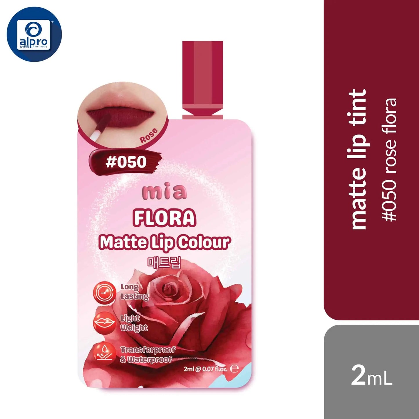 mia-flora-matte-lip-colour-waterproof-transfer-proof-lip-tint-assorted-sachet-2ml-lightweight-intense-matte-colour-050-rose