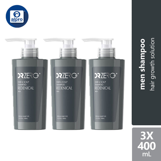Dr Zero Redenical Hair & Scalp Shampoo Men 400ml X 3 bottles | Promotes Hair Growth Dr Zero