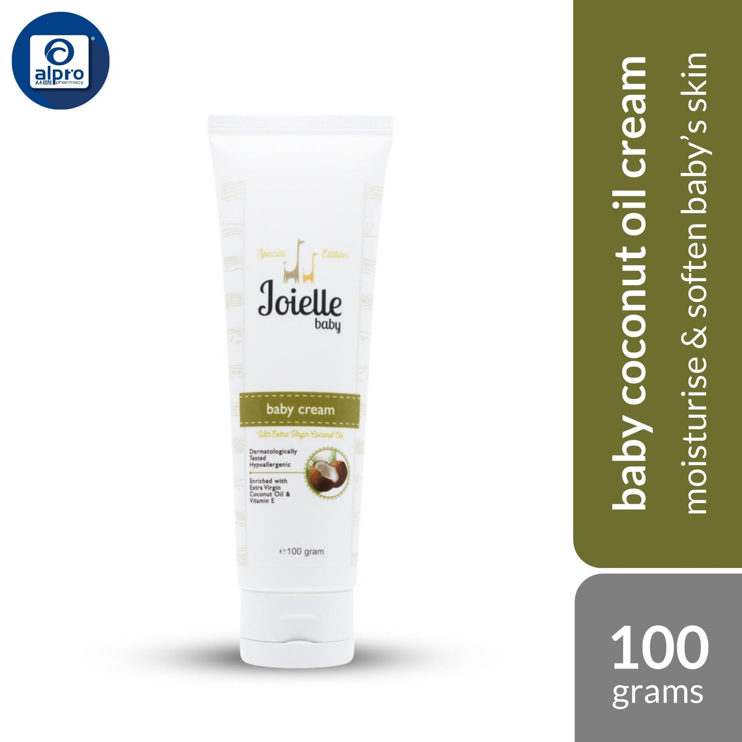 Joielle Baby Cream Virgin Coconut Oil 100g | Moisturise & Soften Baby's Skin Joielle
