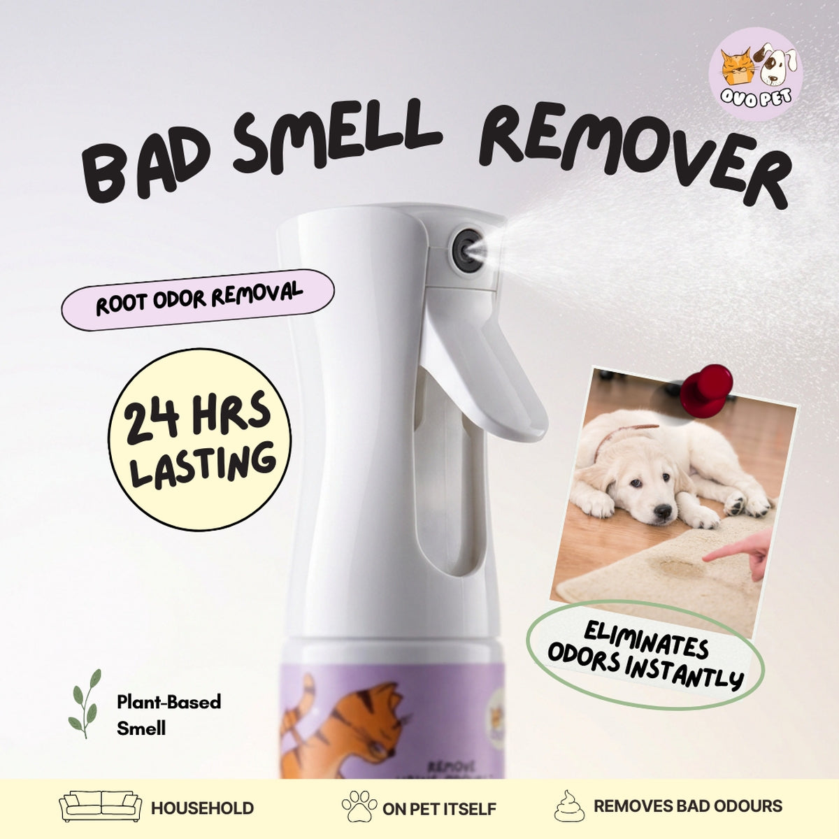 OVO Pet Deodorant Spray 300mL | Soothe Irritated Skin & Remove Odours OVO Pet