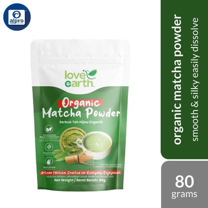 Love Earth Organic Matcha Powder 80g | Smooth & Silky, Easily Dissolve Love Earth