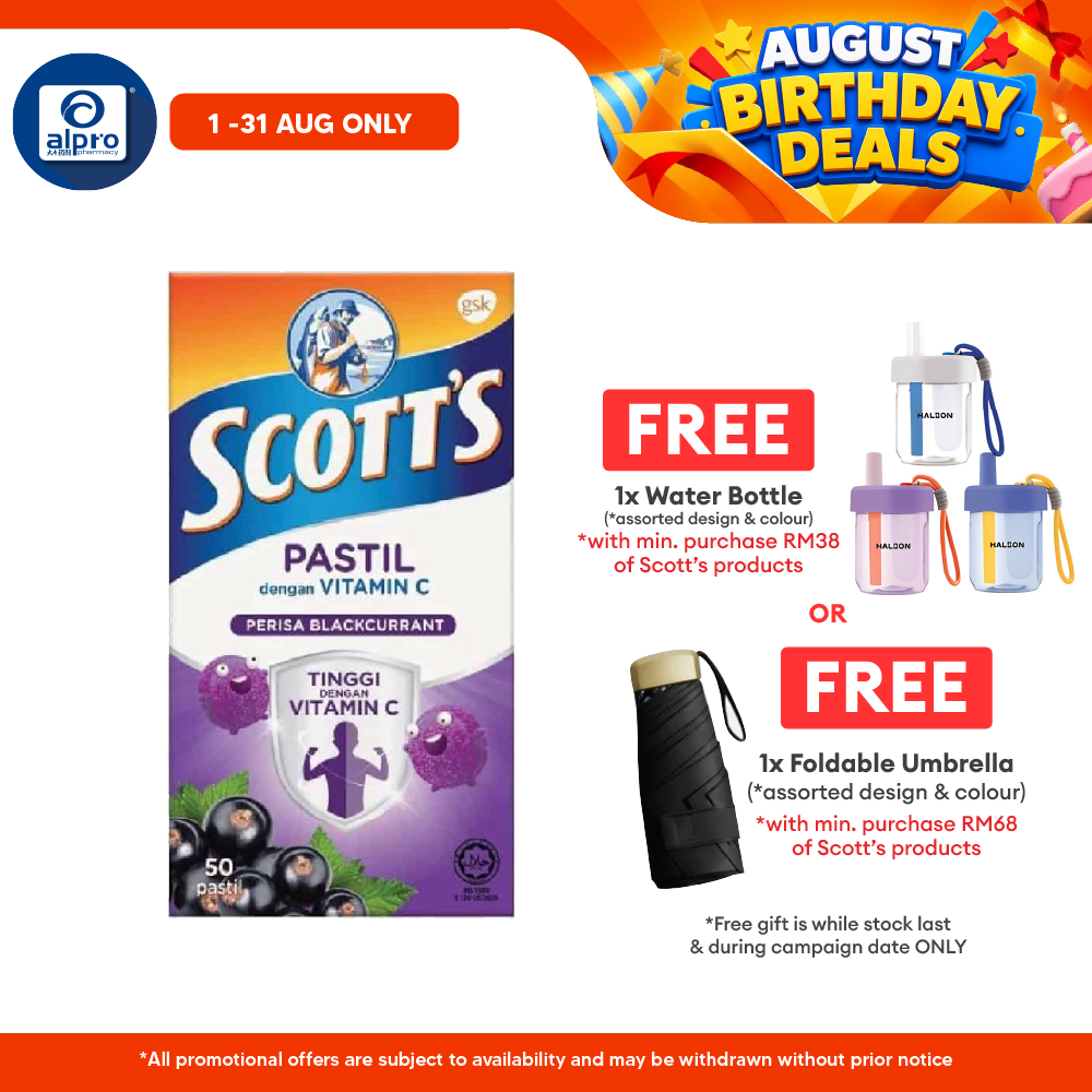 Scotts Vitamin C Pastilles Blackcurrant 50s Scotts