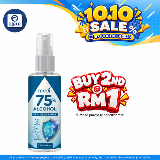 Medi75 Alcohol Sanitizer Spray 100ml | Kill 99.9% Germs