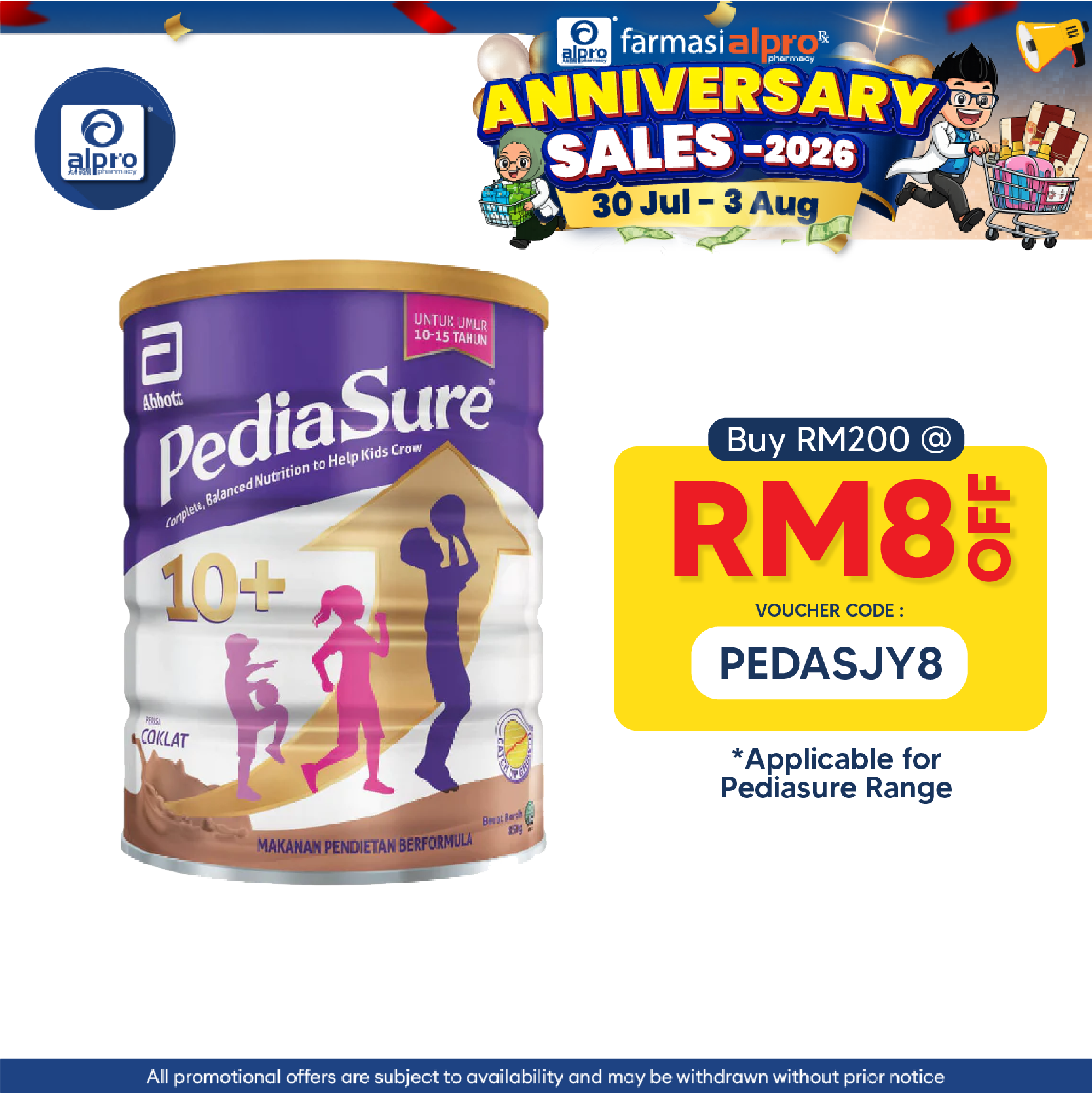 Abbott Pediasure 10+ Choco 850g Pediasure