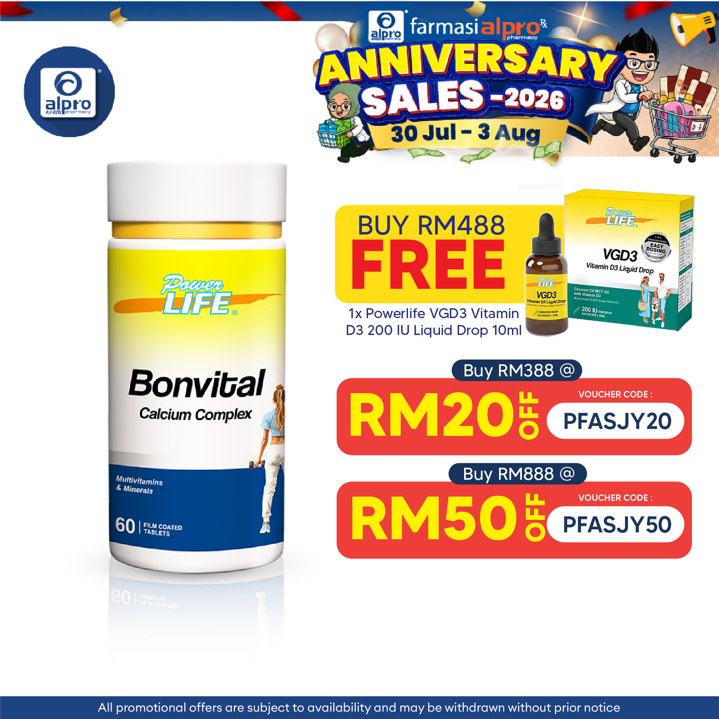Powerlife Bonvital Essential Forte 60s | Strong & Healthy Bones Powerlife