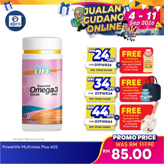 Powerlife Essential Omega 3 DHA 350 EPA 5 60s | For Good Health Powerlife
