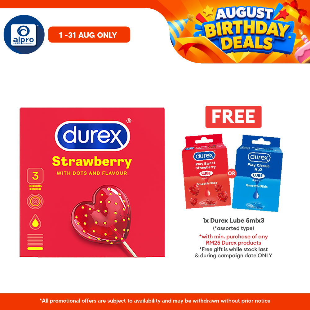 Durex Strawberry 3s | Dotted Condoms Durex