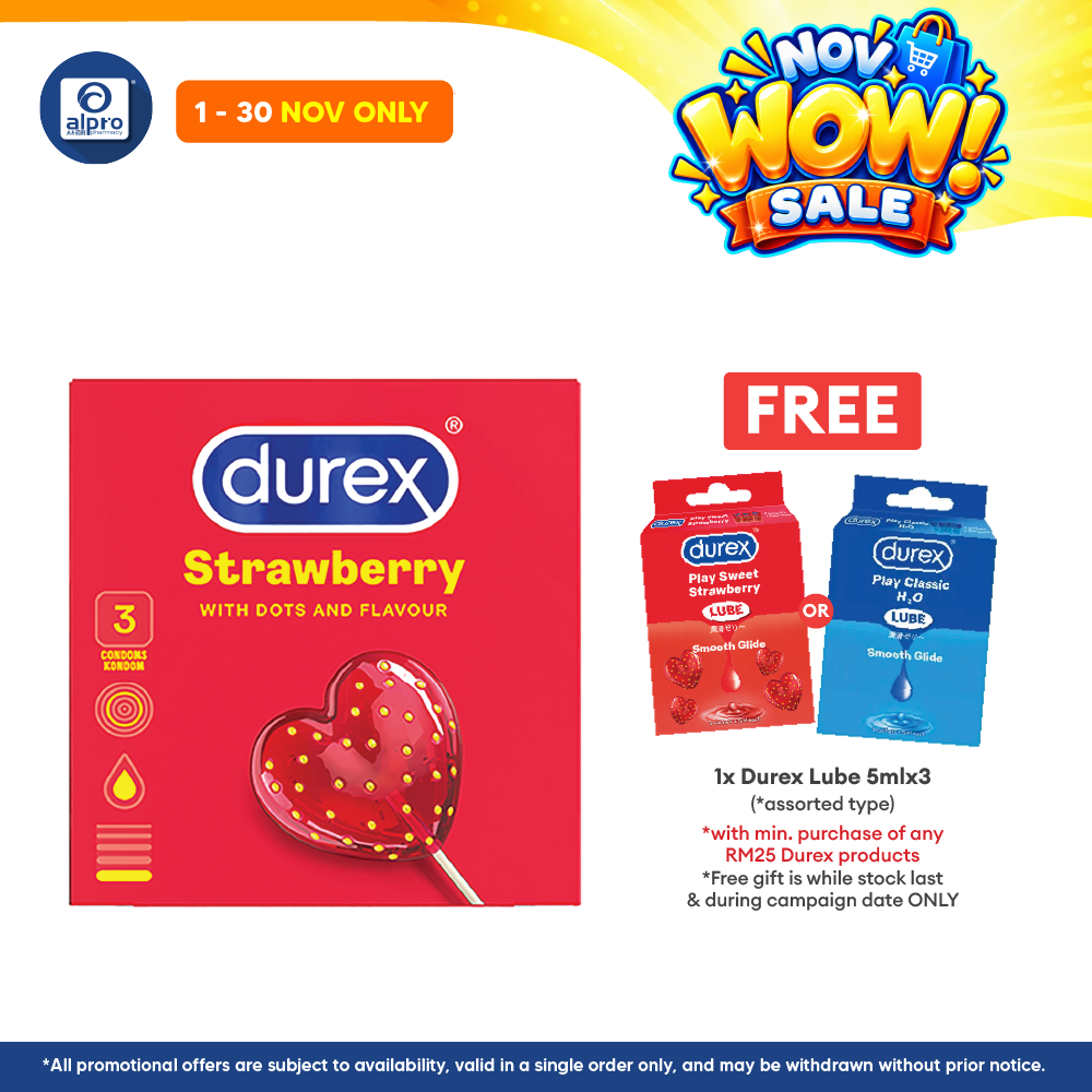 Durex Strawberry 3s | Dotted Condoms
