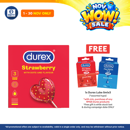 Durex Strawberry 3s | Dotted Condoms