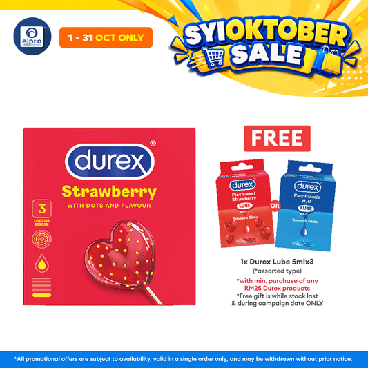 Durex Strawberry 3s | Dotted Condoms