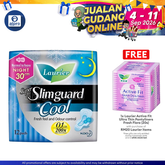 Laurier Super Slimguard Cool 30cm 12s | Ultra Dryness With High Breathability Laurier