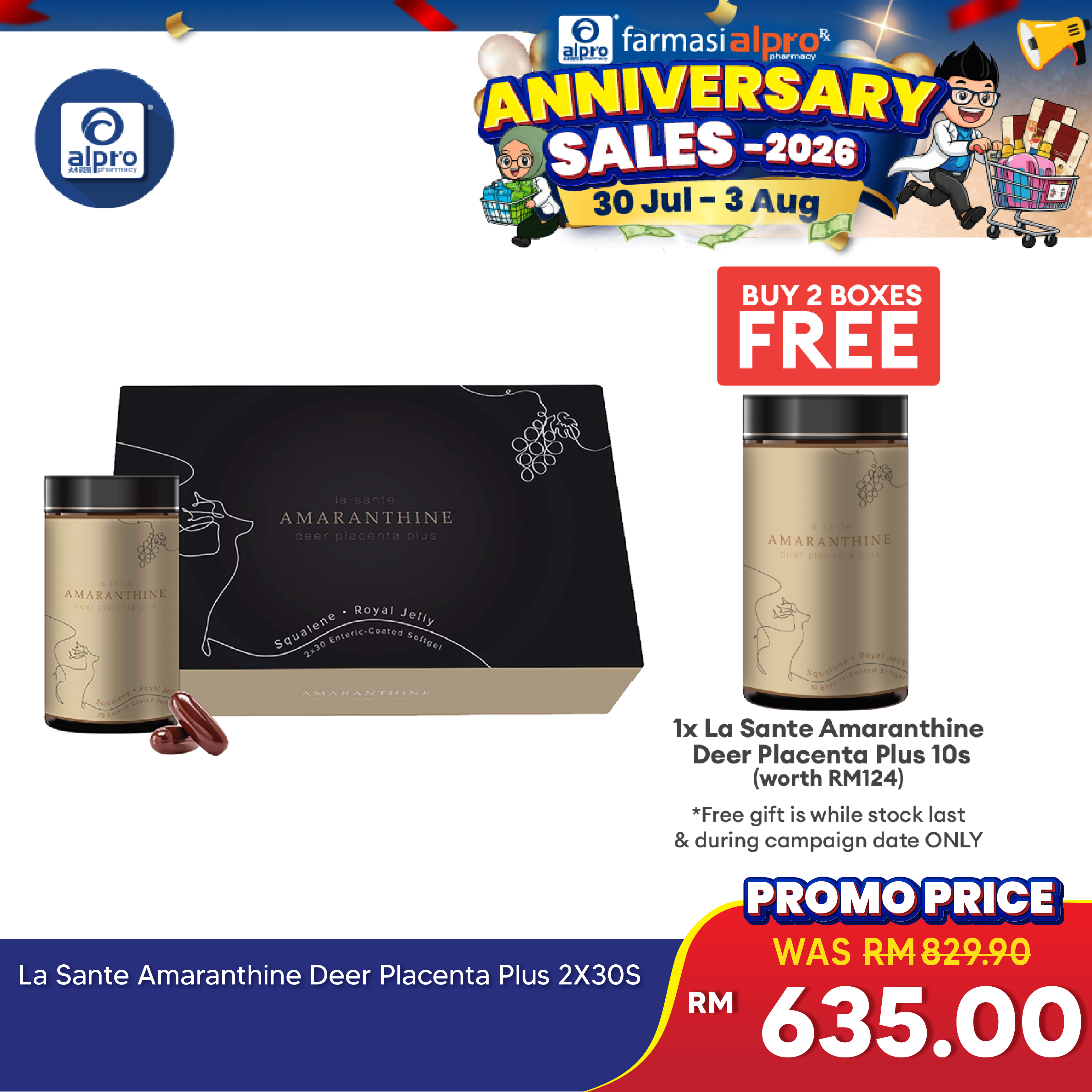 La Sante Amaranthine Deer Placenta Plus 2x30s | Reduce Signs of Aging La Sante