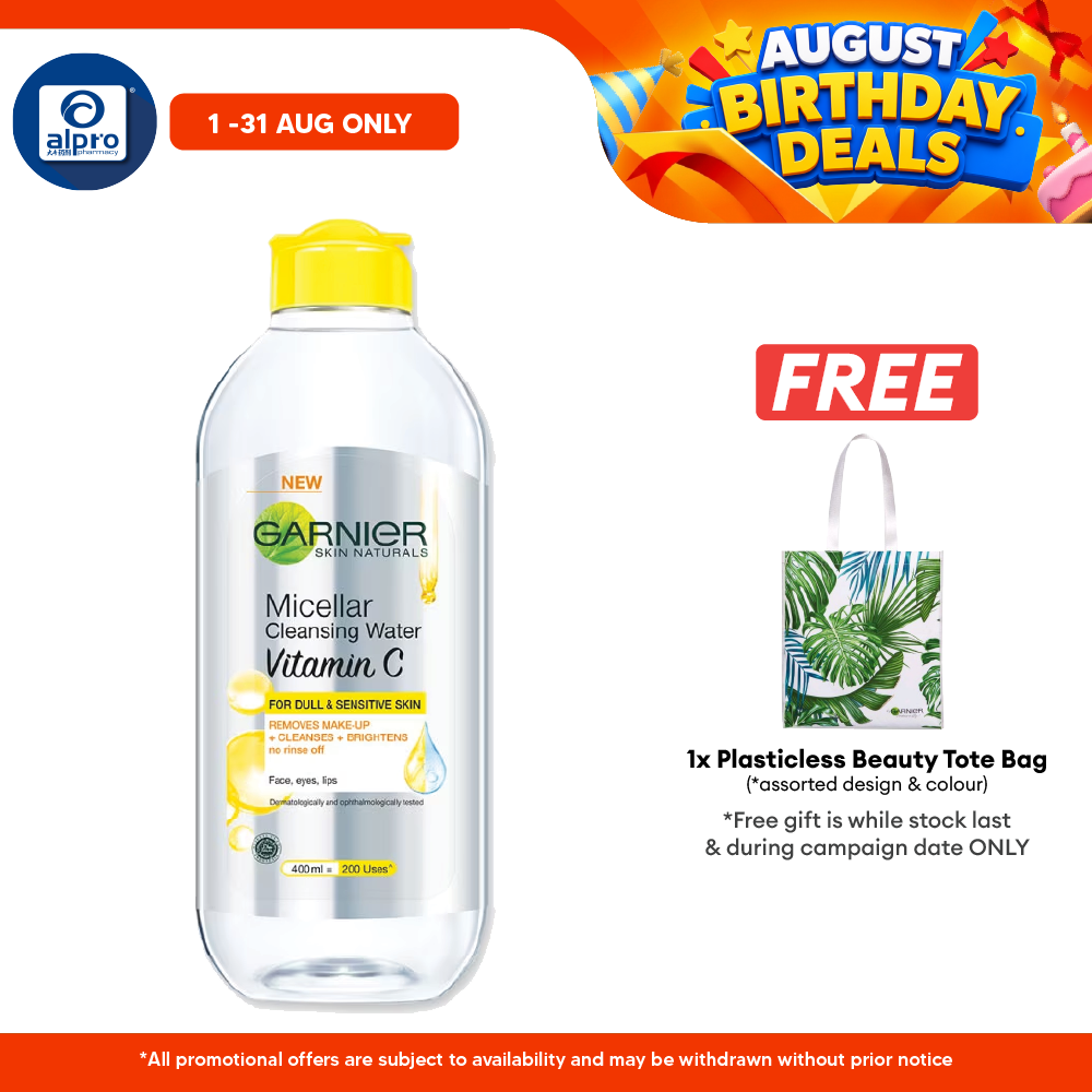 Garnier Micellar Cleansing Water Vit C 400ml | For Brightening Skin Garnier