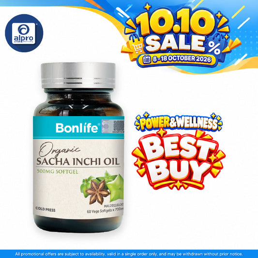 Bonlife Organic Sacha Inchi Omega 3,6,9 Vege Capsules 500mg 60s | Reduce 3 High's Problem