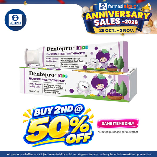 Dentepro Kids Fluoride Free Toothpaste 75g | Blackcurrant Flavor