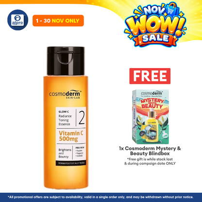 Cosmoderm Glow-C Radiance Toning Essence 500mg 100ml | Brightens & Bouncy