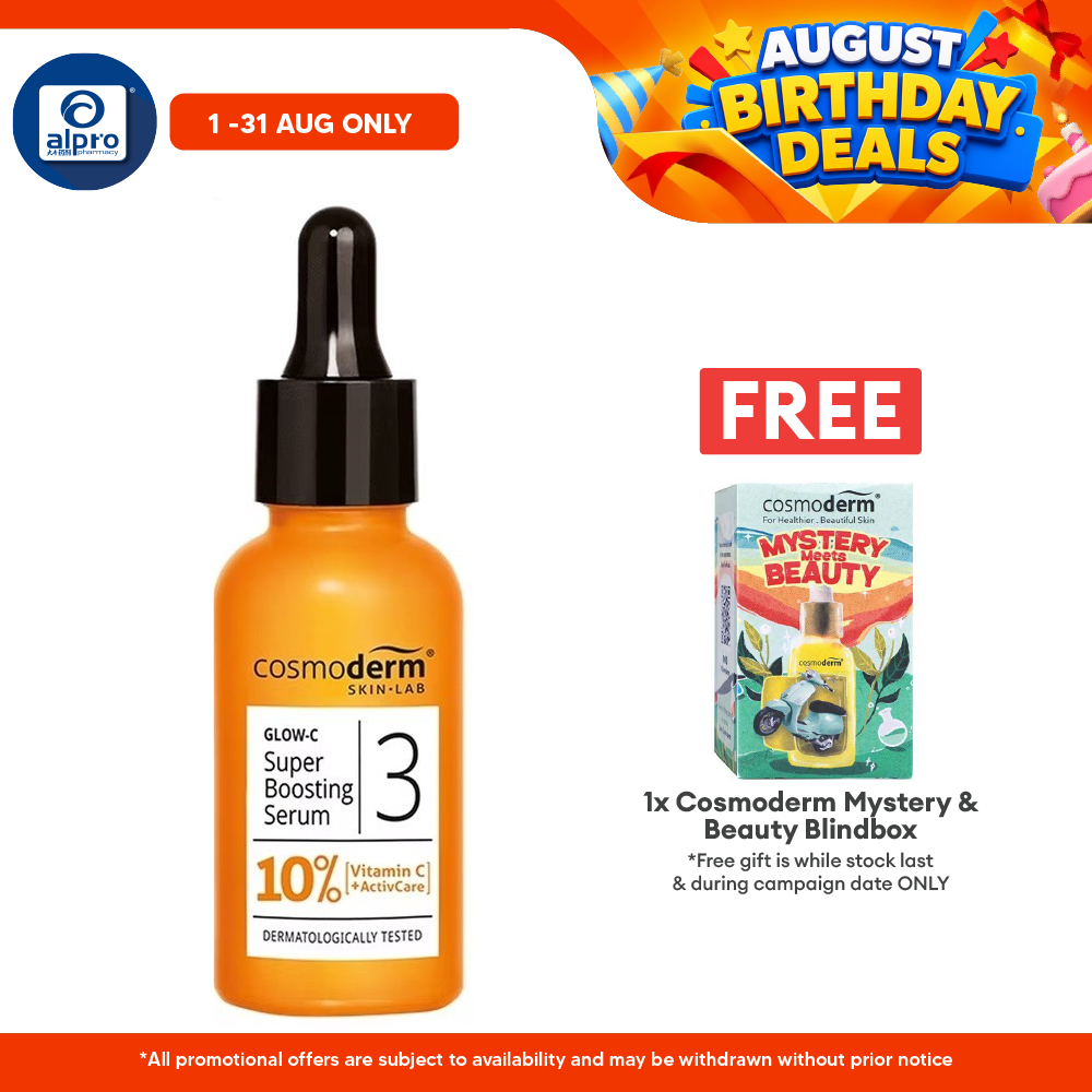 Cosmoderm Glow-C Super Boosting Serum 5000mg 30ml | Lighten Dark Spot Cosmoderm