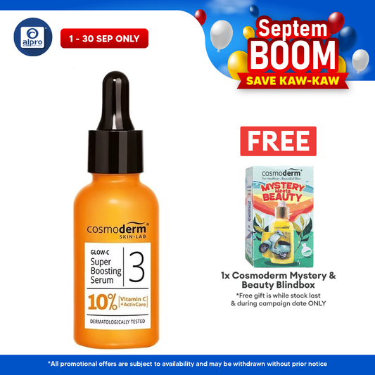 Cosmoderm Glow-C Super Boosting Serum 5000mg 30ml | Lighten Dark Spot Cosmoderm