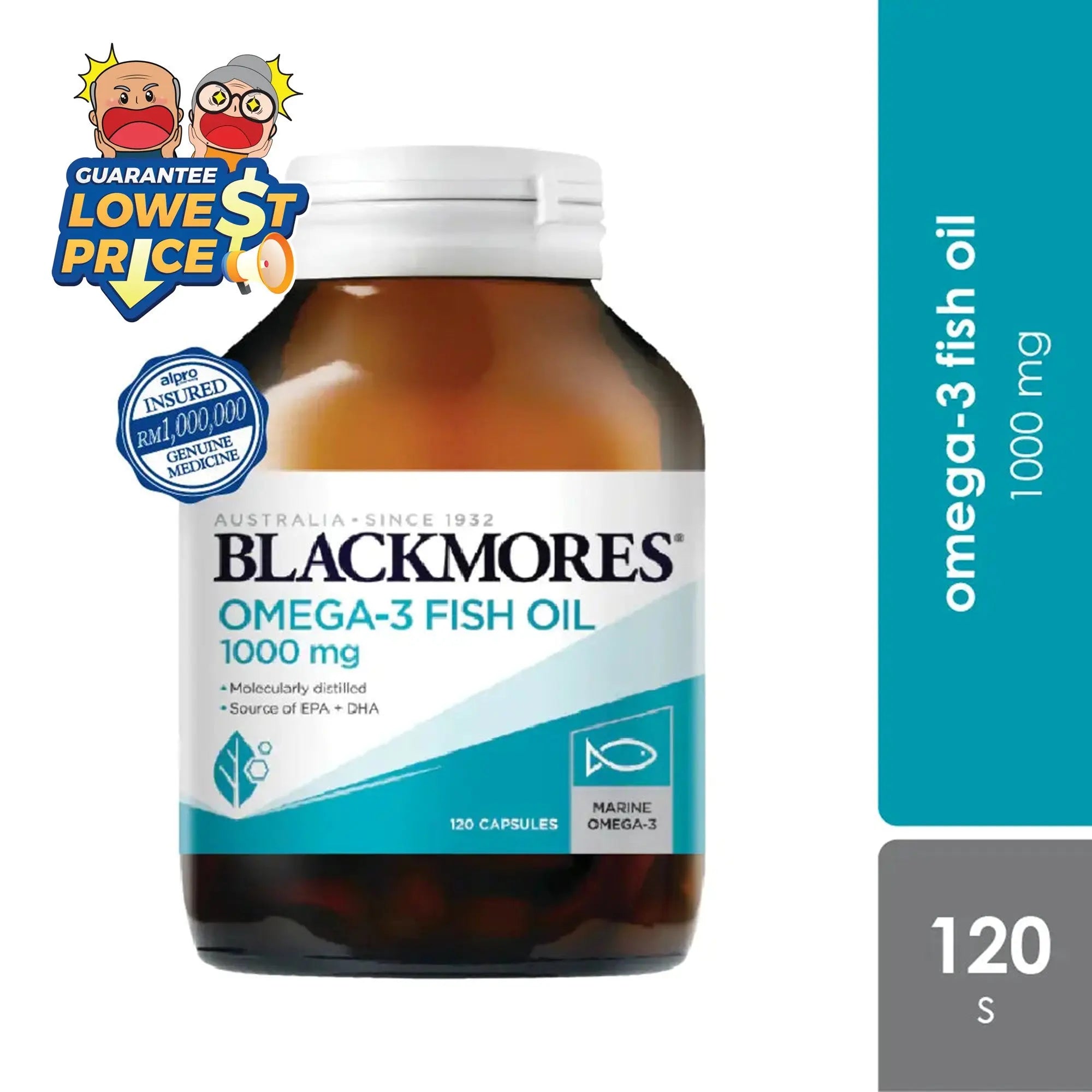 Blackmores Fish Oil 1000mg 120s | Maintain Heart, Skin, Eye and Brain Health Blackmores