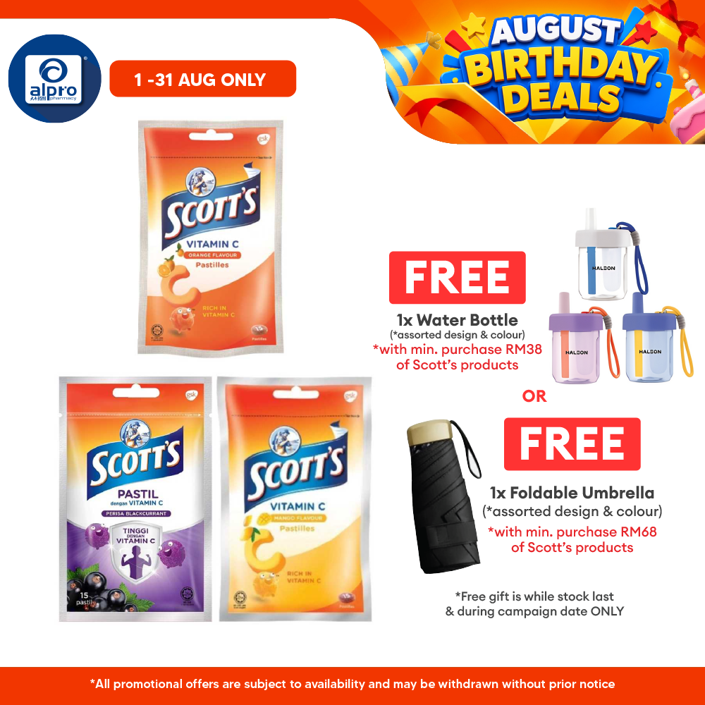 Scotts Vitamin C Zipper Pack 15s (Orange / Mango / Blackcurrant / Mixed Berries) Scotts