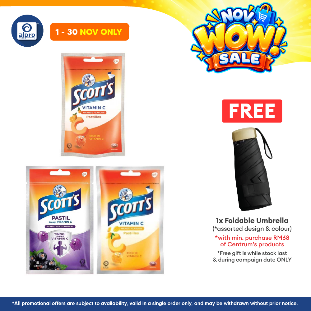 Scotts Vitamin C Zipper Pack 15s (Orange / Mango / Blackcurrant / Mixed Berries)