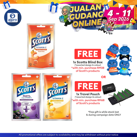 Scotts Vitamin C Zipper Pack 15s (Orange / Mango / Blackcurrant / Mixed Berries) Scotts