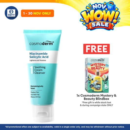 Cosmoderm Niacinamide Soothing Cream Cleanser 125ml | Suitable For Oily Skin