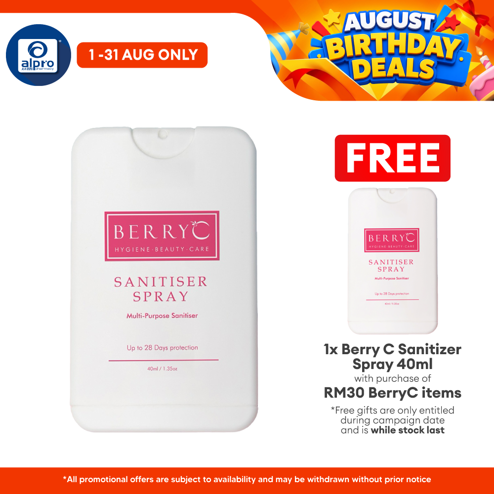 Berry C Sanitizer Spray 40ml | Non-Alcohol Sanitizer Alpro Pharmacy