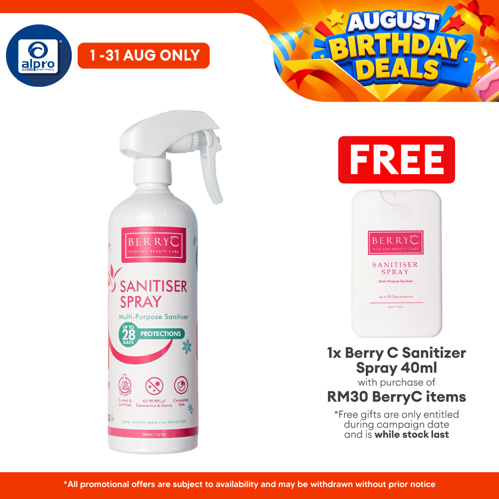 Berry C Sanitizer Spray 500ml | Non-Alcohol Sanitizer Alpro Pharmacy