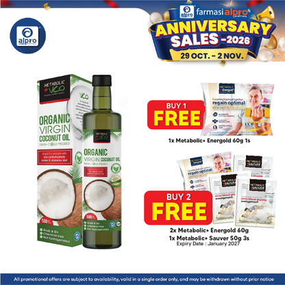 Metabolic+ VCO 500ml | Virgin Coconut Oil For Whole Family