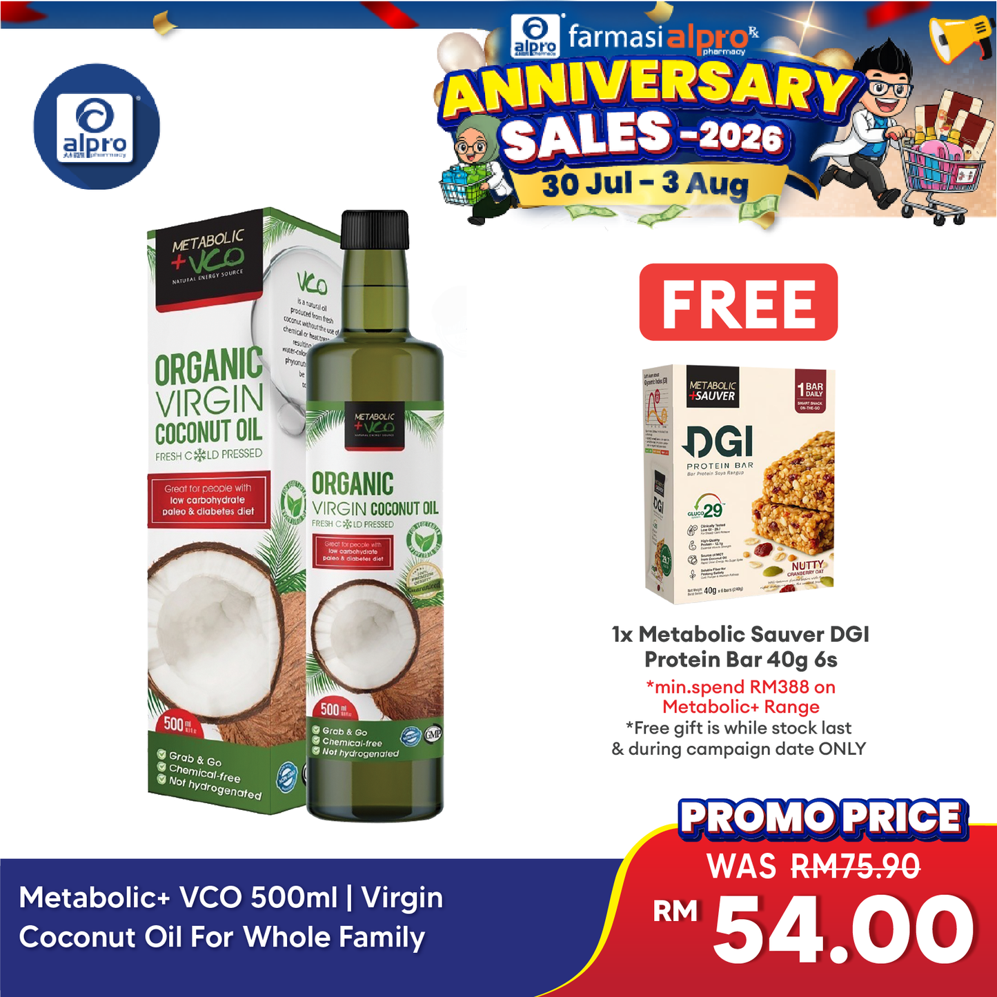 Metabolic+ VCO 500ml | Virgin Coconut Oil For Whole Family Metabolic