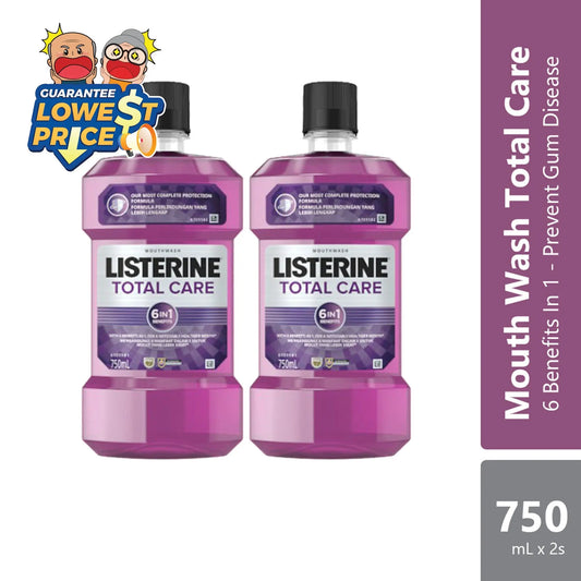 Listerine Total Care 6 in 1 750ml 2s | Strengthens Teeth with  Fluoride Listerine