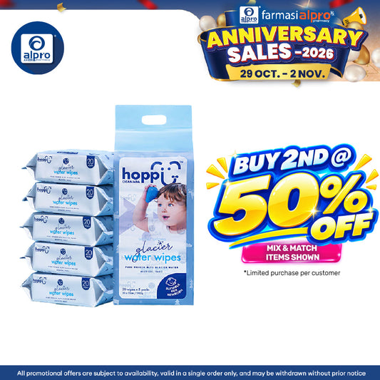 Hoppi Glacier Water Wipes 20's X 5s