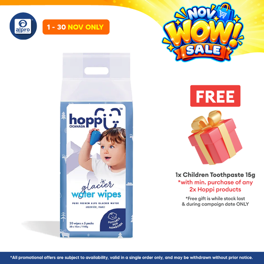 Hoppi Glacier Water Wipes 20's X 5s
