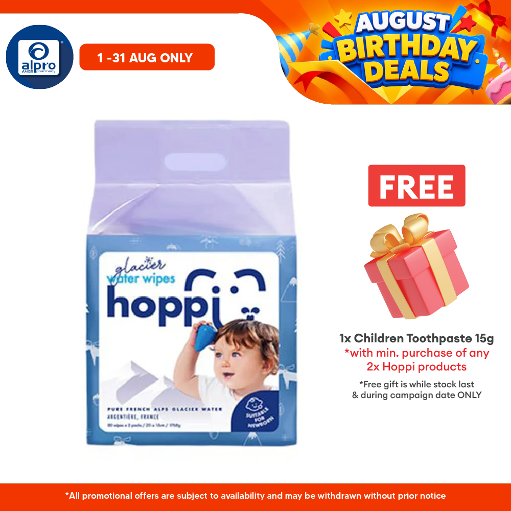 Hoppi Glacier Water Wipes 80 X 2s Hoppi