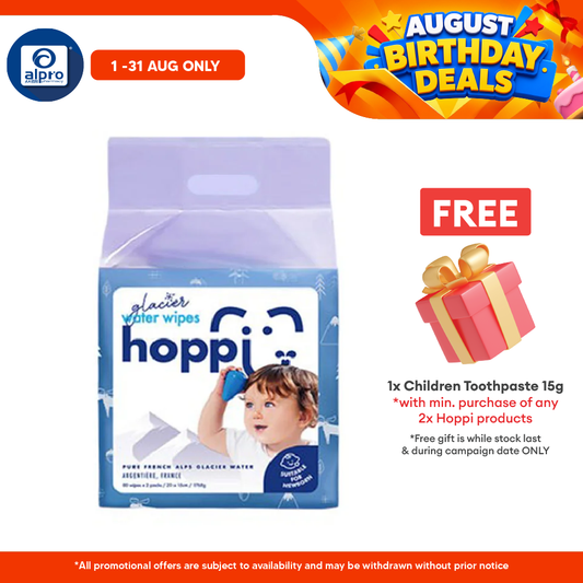 Hoppi Glacier Water Wipes 80 X 2s Hoppi